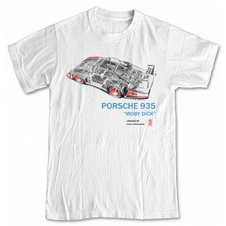 Porsche 935 Martini Racing 'Moby Dick' Men's White T-Shirt Original Art By Shin Yoshikawa